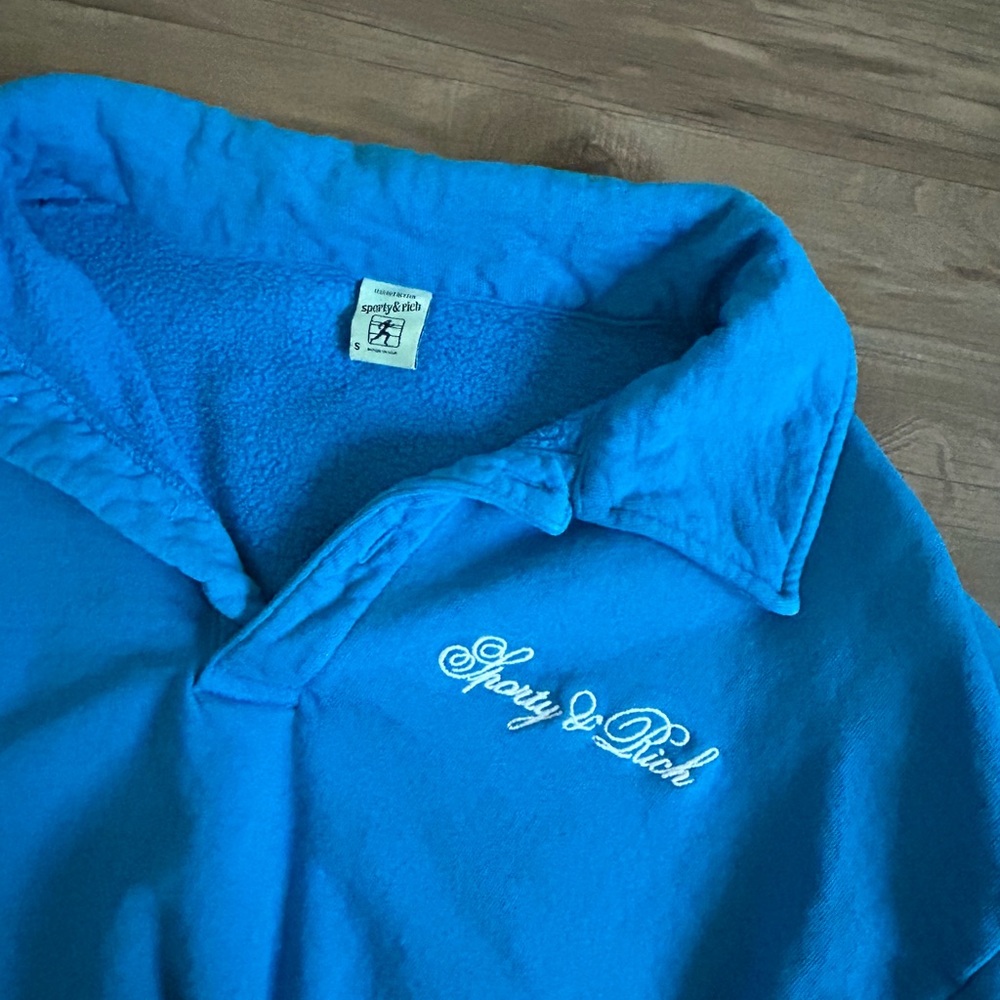 Sporty & Rich Blue Pullover Collared Sweater - Picture 2 of 3